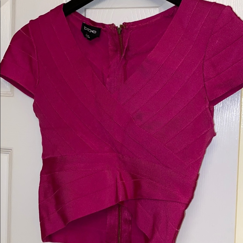 Bebe Hot pink Bandage crop shirt